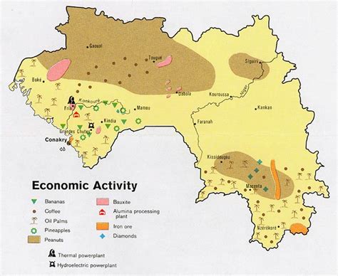 Guinea economic activity map 1973. Economic activity map of Guinea 1973 ...