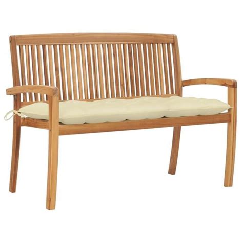 Yoshihiro Banc De Jardin Empilable Et Coussin 128 5cm Bois De Teck