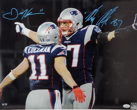 Rob Gronkowski Julian Edelman Signed New England Patriots X Photo