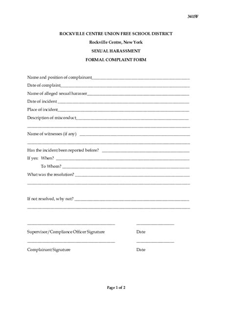 Fillable Online 3415f Sexual Harassment Complaint Form And Appeal