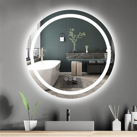 Amazon Amorho LED Bathroom Mirror Round 28 Backlit Front