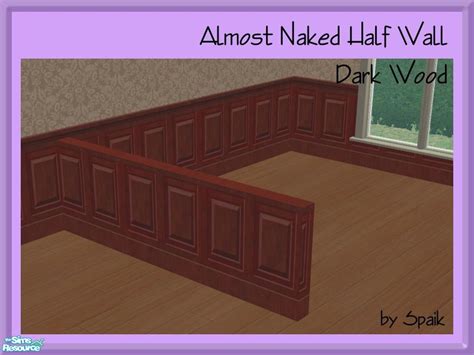 The Sims Resource Almost Naked Half Wall Dark Wood