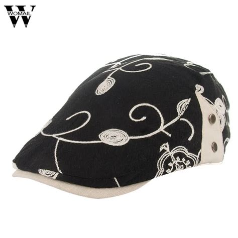 2017 Women Retro Flowers Embroidery Berets Cap Hat Flat Caps In Womens