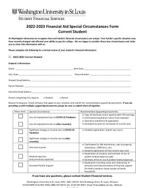 Fillable Online 2022 2023 Financial Aid Special Circumsatances Form