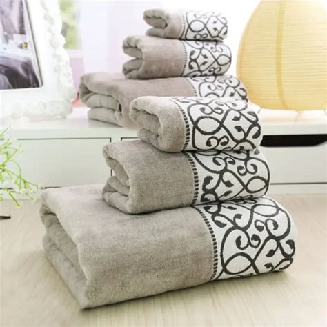 3pcs Decorative Luxury Cotton Bath Towels Sets For Adults Elegant