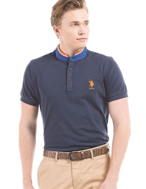 Buy Us Polo Assn Slim Fit Mandarin Collar Polo Shirt