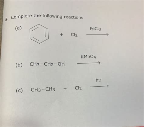 Solved Omplete The Following Reactions 8 Comple A Fecl3