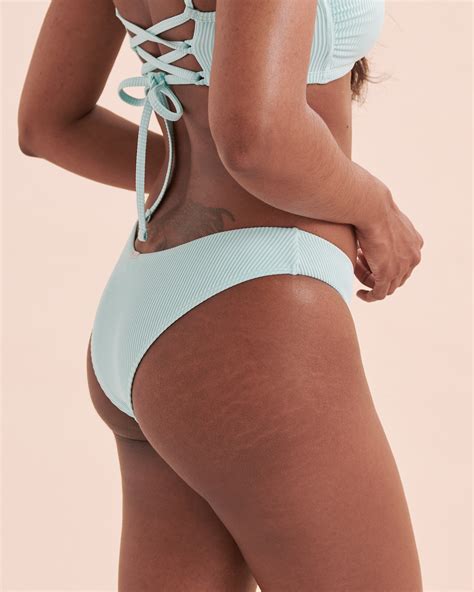 Tropik Ribbed V Cut Thong Bikini Bottom Light Turquoise Bikini Village