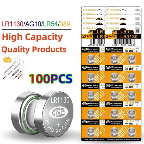 High Capacity 6 100pcs Ag10 Button Cell Batteries Lr1130 Button Cell Battery 1 5v 1130 Battery