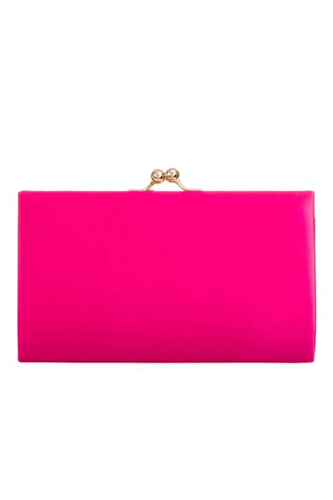 Fuchsia Satin Clutch Bag Aftershock London