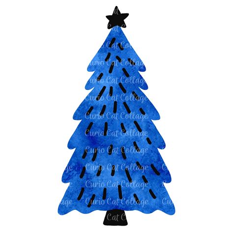 Blue Christmas Tree Clip Art Digital Download Back the | Etsy