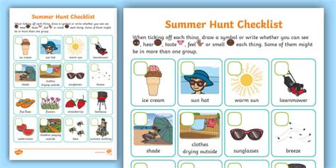 Summer Hunt Checklist Professor Feito Twinkl