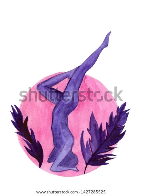 Watercolor Hand Painted Yoga Pose Woman Stock Illustration 1427285525