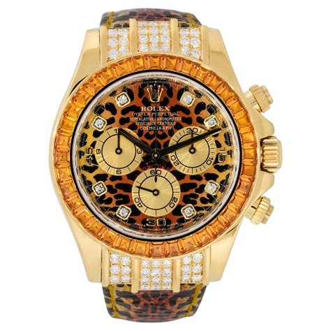 Rolex Montre Daytona En Or Jaune Et Saphir Orange Avec Lunette Mop