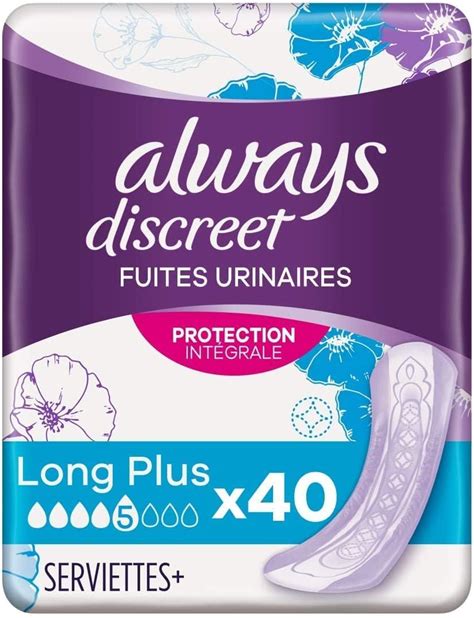 Always Discreet 40 Serviettes Hygiéniques Incontinence Femme Long