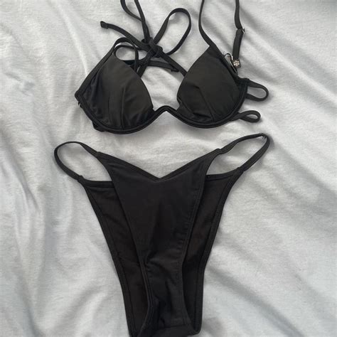 Missguided Black Bikini Set Both Size Aka A Small Depop