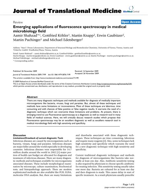 (PDF) Emerging applications of fluorescence spectroscopy in medical ...