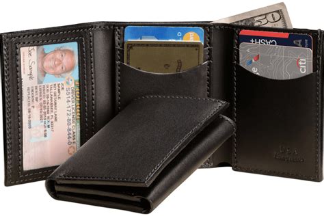 Black Premium Leather Trifold Wallet With ID Window – Made by We The People