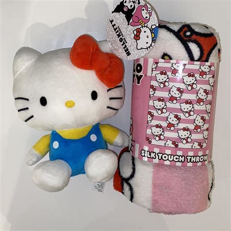 Hello Kitty Bundle 7.5” Plush and 40x50 HTF Throw... - Depop