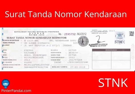 Stnk Surat Tanda Nomor Kendaraan Pinterpandai