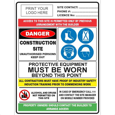 CONSTRUCTION SITE COMBINATION SIGN | Discount Safety Signs New Zealand