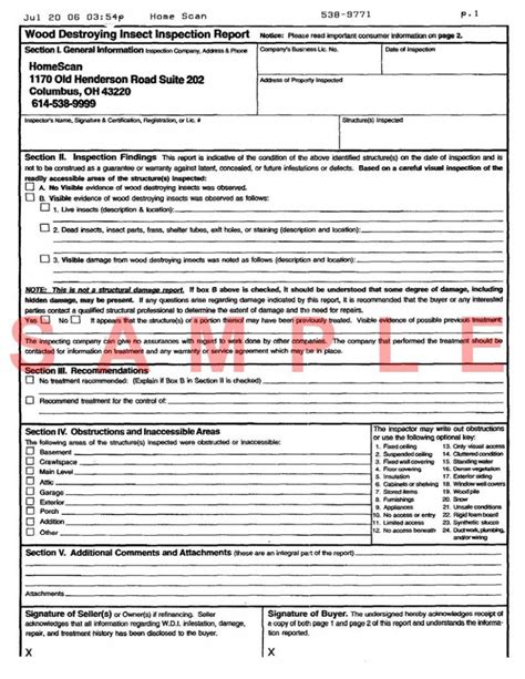 Termite Inspection Sample Termite Inspection Report Inside Pest Control