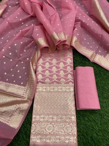 Pure Banarasi Silk Zari Woven Unstitched Suit With Lorex Woven Dupatta