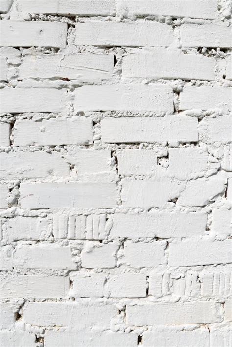 Whitewashed Brick Wall White Color Vertical Design Background Stock