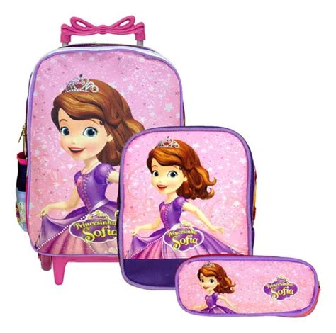 Kit Mochila Escolar Infantil Grande Princesa Sofia Rodinha MercadoLibre