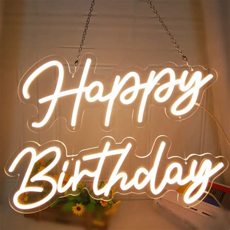 Buy Deco Led Light Signs X Cm Happy Birthday Neon Sign Clear