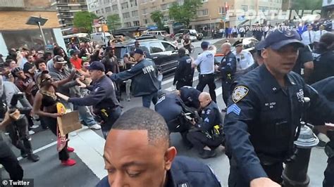 Protesters Stand On Subway Tracks In Manhattan Stopping Trains And