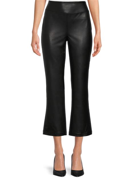 Time And Tru Women S Faux Leather Crop Pants Walmart