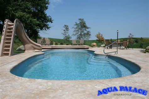 Fiberglass Pool Custom Composite Auto Cover Bench Turned Into A Sun Deck Aqua Palace 810