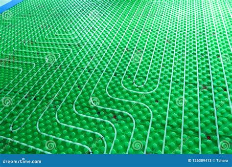 The Floor Heating System - Installation Stock Image - Image of green ...