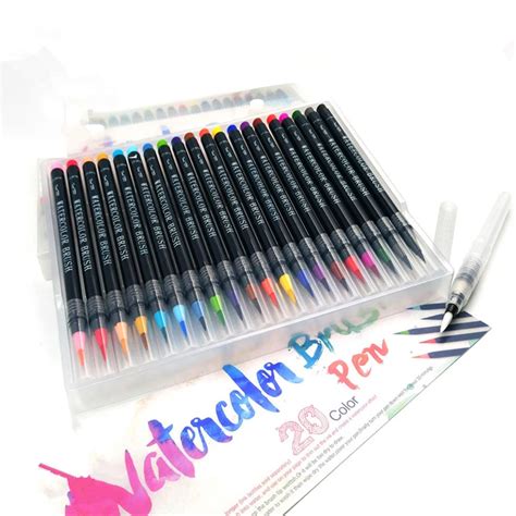 20 Colors Watercolor Pens Painting Markers Pen Premium Soft Brush Pen Set Coloring Books Manga ...