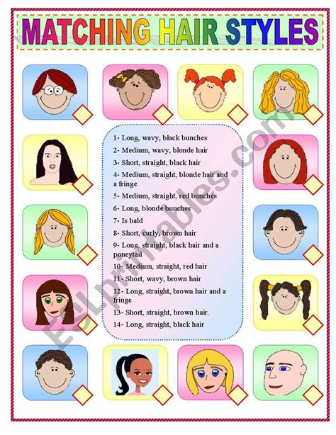 MATCHING HAIR STYLES ESL Worksheet By Sandytita