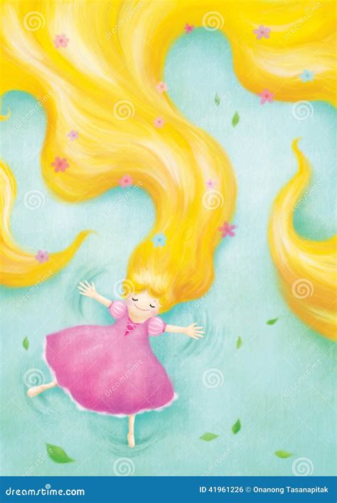 Rapunzel Relaxing Lay Down On Grass Stock Illustration Illustration