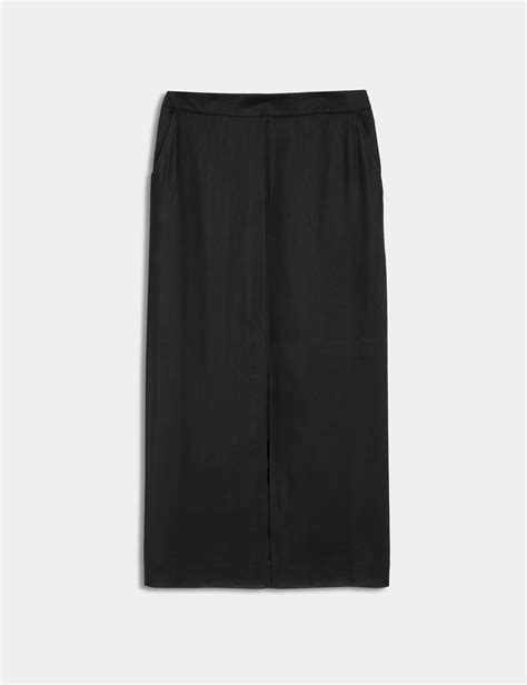 Linen Blend Midi Column Skirt Jaeger Mands