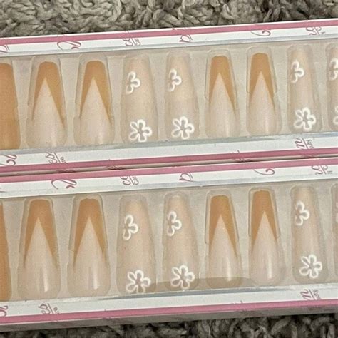 Accessories Elegant Nude And White Floral Presson Nails Poshmark