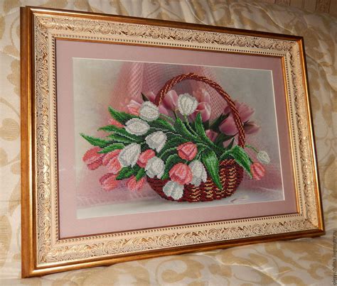 Картина Корзина с тюльпанами в интернет-магазине на Ярмарке Мастеров ...