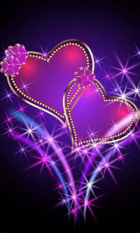 Abstract Love, colorful background, hearts shine, purple, HD phone ...