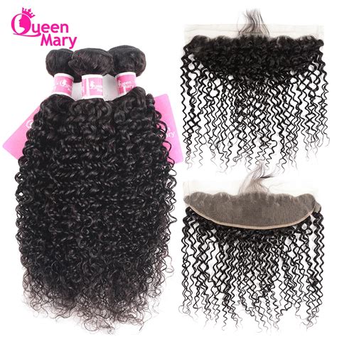 Peruvian Kinky Curly Hair Bundles With Frontal Kinky Curly Human Hair 3