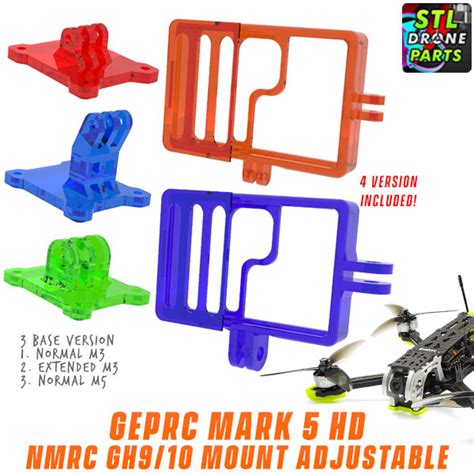 STL File GEPRC Mark 5 Mark 5 HD Frame NamelessRC Naked Gopro Hero 9 10 11 MountDesign To