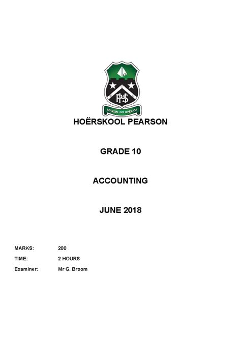 Memo Accounting June Exam 2012 Grade 10