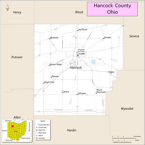 Map of Hancock County, Ohio