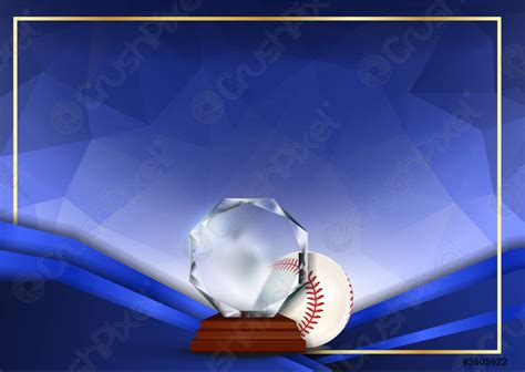 Baseball Game Certificate Diploma With Glass Trophy Vector Sport