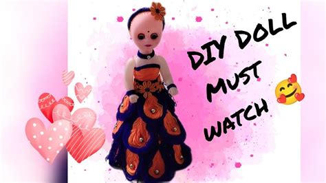 Diy Doll Beautiful Doll Dress Making With Woll How To Decorate Doll