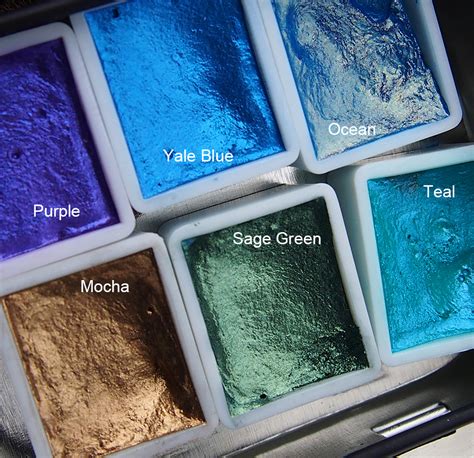 Handmade Metallic Watercolour Paints Shimmer Watercolours Half Pans