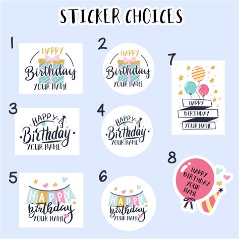 Custom Birthday Stickers Party Favor Stickers Custom Etsy