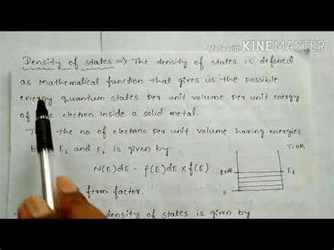 Density Of States And Derivation Of Fermi Energy At K Youtube